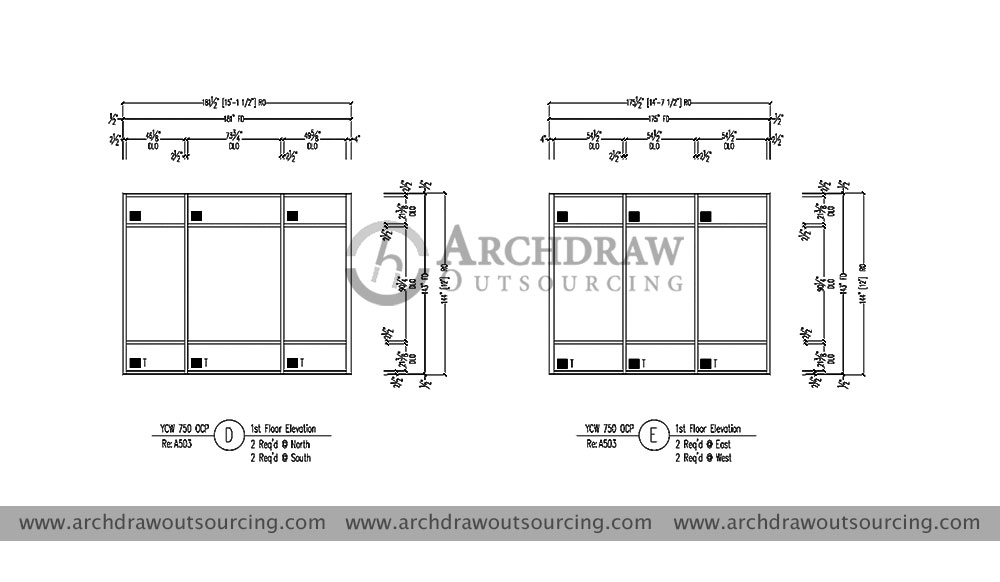 Residential Glazing Shop Drawing Project 2 3 Floor Elevation Bahrain