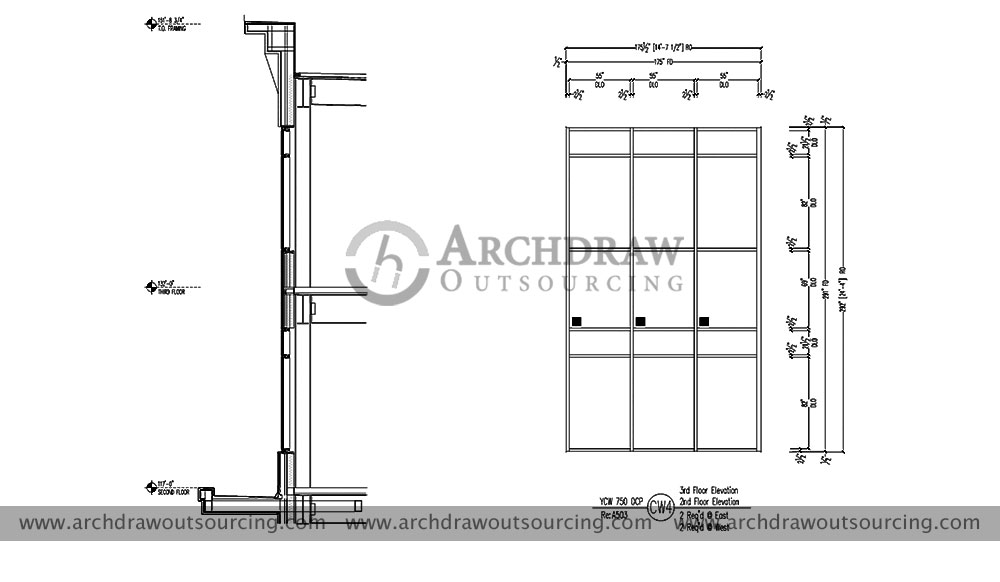 Industrial Glazing Shop Drawing Project 2 3 Floor Elevation India