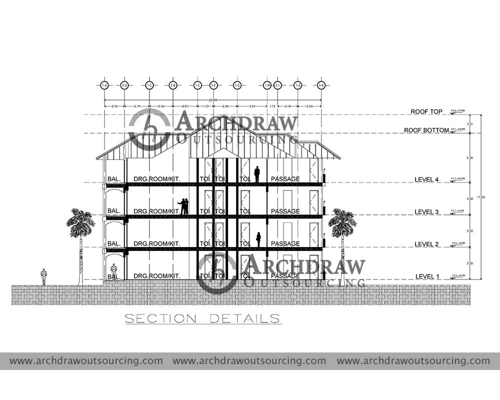Residential Building Section Plan Drawing - Australia